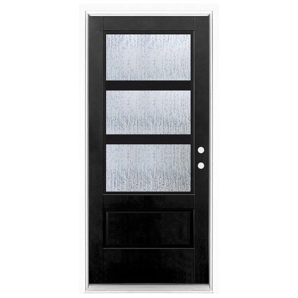 36 in. x 80 in. Smooth White Left-Hand Inswing 3-Lite Water Wave Finished Fiberglass Prehung Front Door 36 in. x 80 in. Smooth White Left-Hand Inswing 3-Lite Water Wave Finished Fiberglass Prehung Front Door