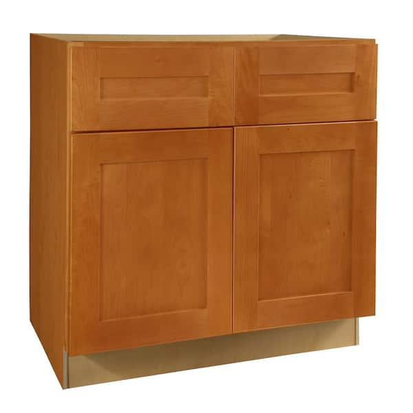 Home Decorators Collection Newport 36 in. W x 24 in. D x 34.5 in. H Assembled Plywood Sink Base Kitchen Cabinet in Cinnamon with Soft Close