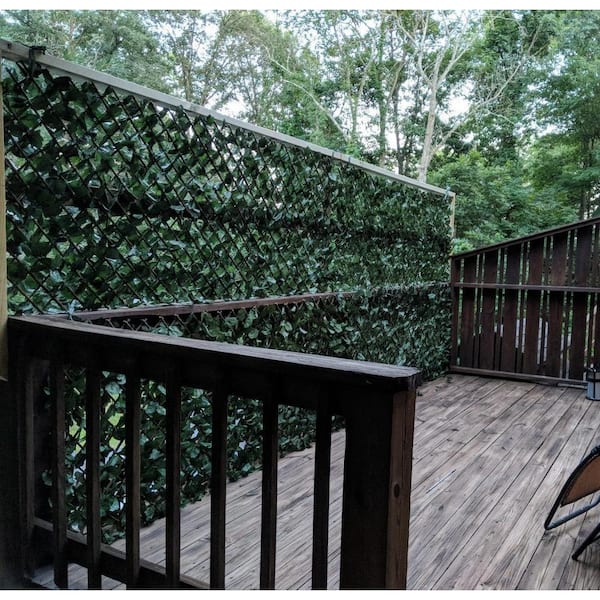 Garden Screening Expanding Trellis Fence Privacy Screen w/ Artificial Ivy Leaves 