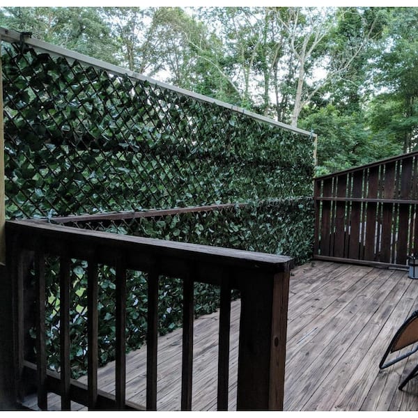 Artificial Expandable Double-Sided Ivy Leaf Vines Willow Trellis Privacy Fencing Screen (2-Pack)