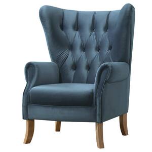 Adonis Azure Blue Velvet Velvet Round Arm Arm Chair