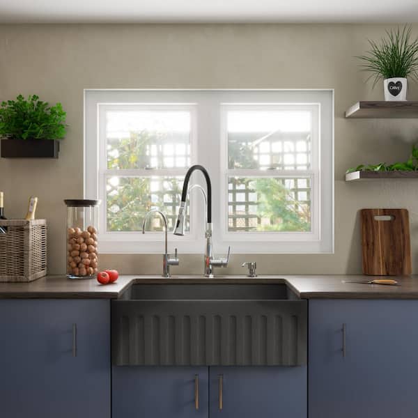 Farmhouse Fireclay 30 in. Single Bowl Kitchen Sink in Concrete
