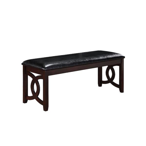 Benjara 16.75 in. Brown Backless Bedroom Bench with Leatherette Seat