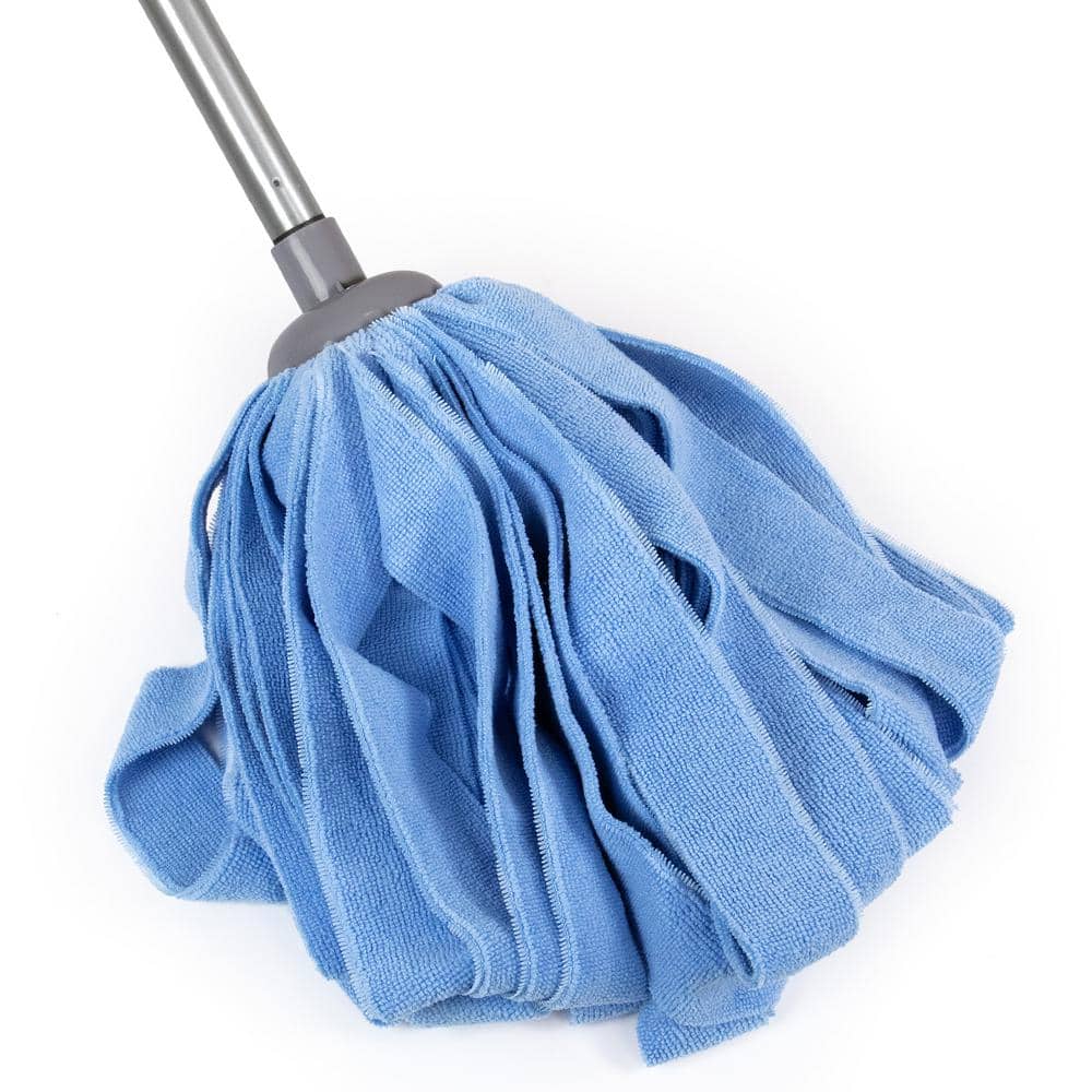Blue Microfiber String Mop Head with Gray Handle