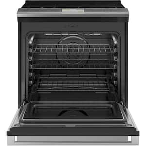 30 in. 5 Burner Element Slide-In Smart Induction Electric Range with Self-Cleaning Convection Oven in Platinum Glass