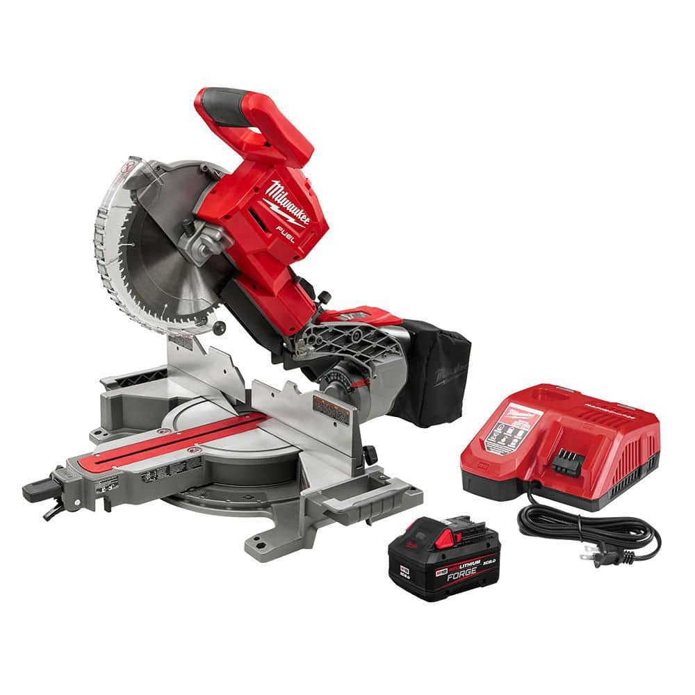 Milwaukee M18 FUEL 18V 10 in. Lithium-Ion Brushless Cordless Dual Bevel Sliding Compound Miter Saw Kit w/ Safety Glasses