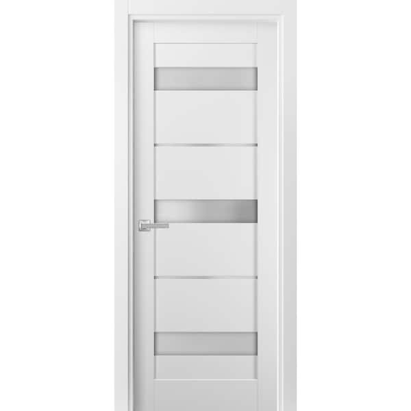 36 in. x 96 in. Single Panel No Bore Frosted Glass White Finished Pine Wood Interior Door Slab