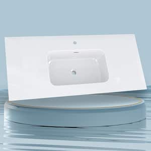 48 in. W x 22 in. D Solid Surface White Rectangular Single Integrated Sink Bath Vanity Top in Pure White