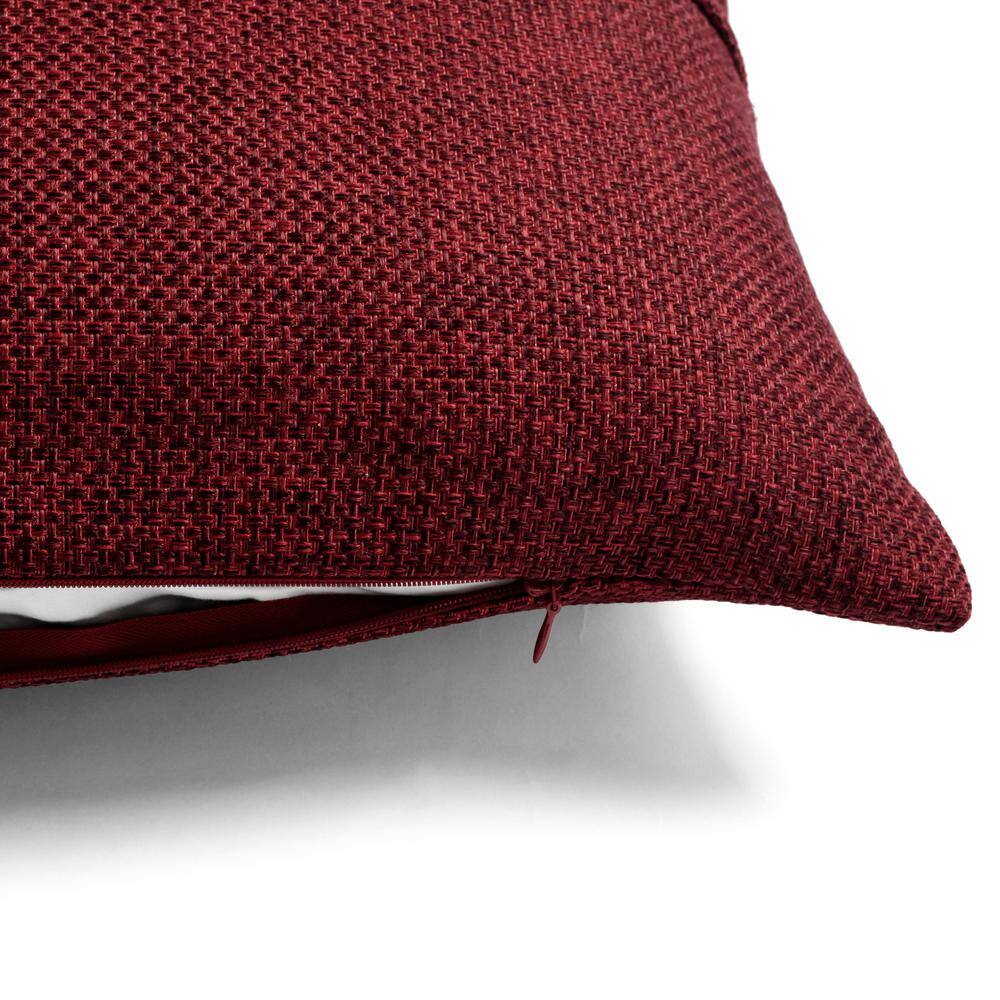 Clayton Red Woven Button 20" x 20" Polyester Pillow Cover