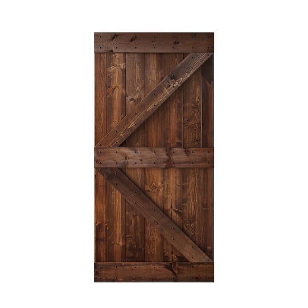 COAST SEQUOIA INC K Series 42 in. x 84 in. Dark Walnut DIY Knotty Pine Wood Barn Door Slab