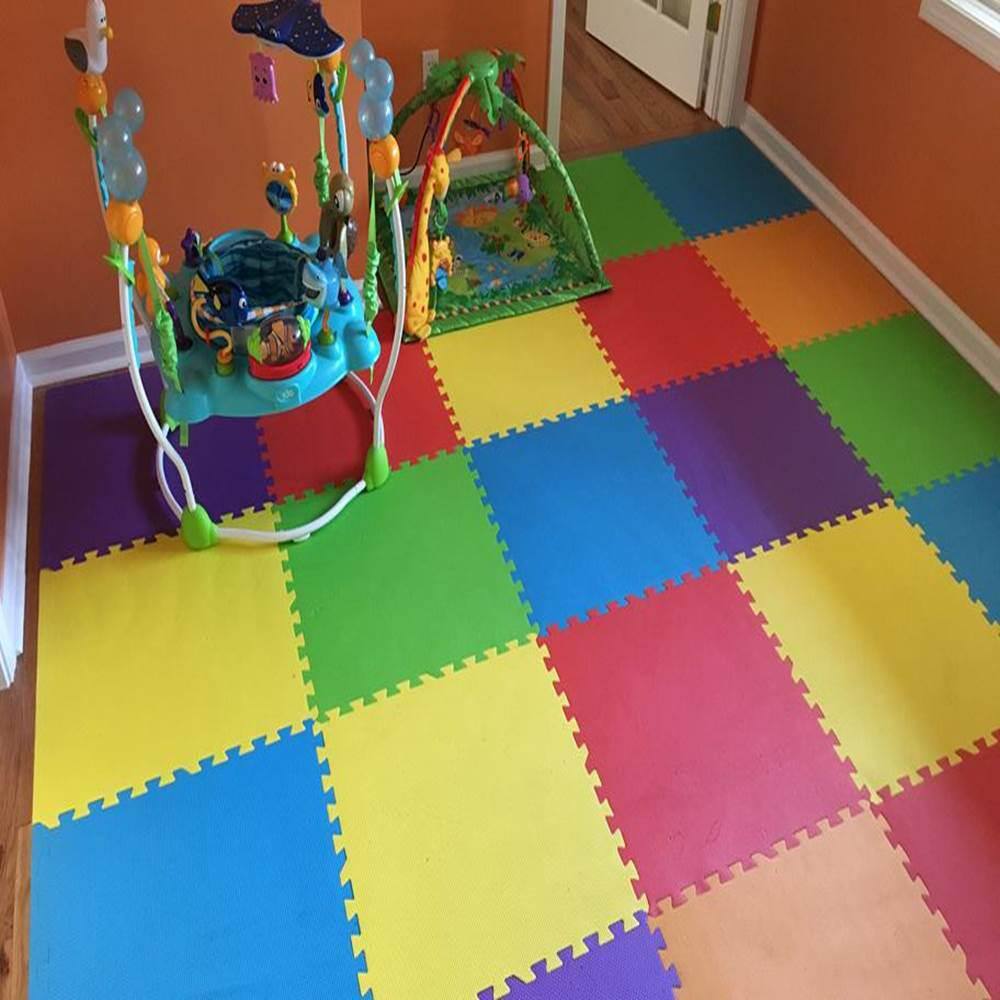 Rainbow Interlocking Foam Kids Play Mat, 24 Tiles
