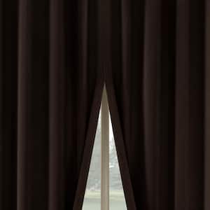 Aria Magnetic Close Theater Grade Chocolate Polyester 52 in. W x 63 in. L Back Tab 100% Blackout Curtain (Double Panel)
