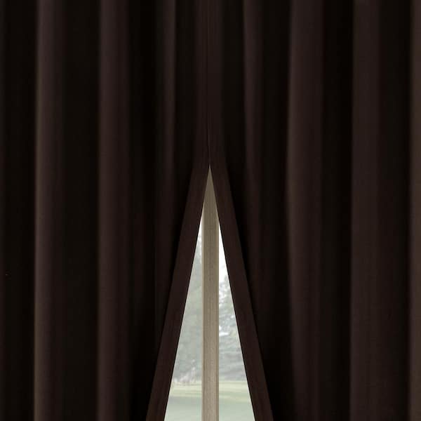 Sun Zero Aria Magnetic Close Theater Grade Chocolate Polyester 52 in. W x 63 in. L Back Tab 100% Blackout Curtain (Double Panel)