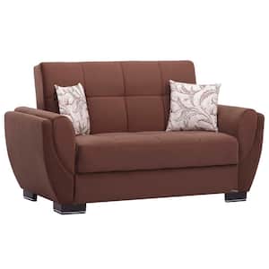 Basics Air Collection Convertible 63 in. Dark Brown Microfiber 2-Seater Loveseat with Storage