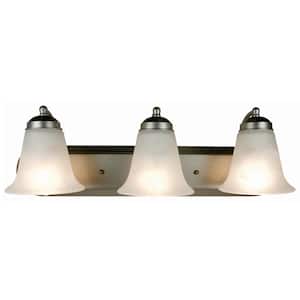 Morgan 24 in. 3-Light CFL Brushed Nickel Bathroom Vanity Light Fixture with Marbleized Glass Shades