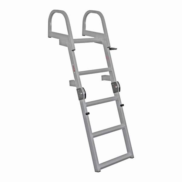 Deluxe Welded Aluminum Folding Dock and Pontoon Ladder-4-Step