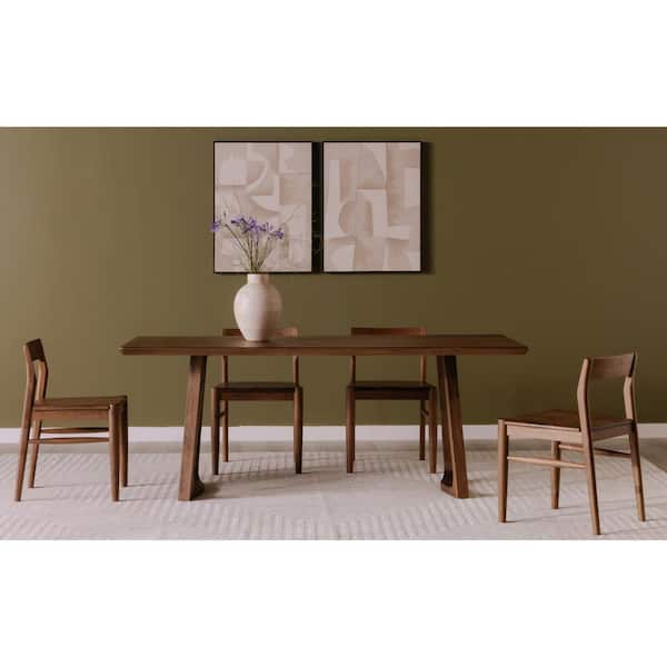NADAAL STUDIOS Katerina Walnut Solid Wood Unique Wood Grain Dining Chair (Set of 2)