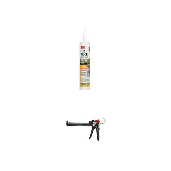 10.1 fl. oz. Gray Fire Block Sealant and 10 oz. Heavy-Duty Drip Free Caulk Gun Combo