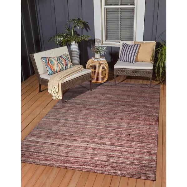 Super Grass Red 9 ft. x 12 ft. Handloomed Wool Contemporary Area Rug