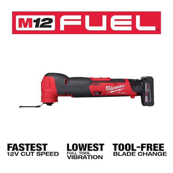 Milwaukee - M12 FUEL 12V Lithium-Ion Cordless Oscillating Multi-Tool Kit with 4.0 Ah Battery, Charger, Accessories and Tool Bag