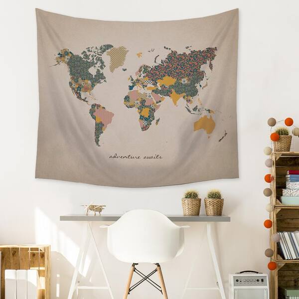Stratton Home Decor Adventure Map Wall Tapestry S07749 - The Home Depot