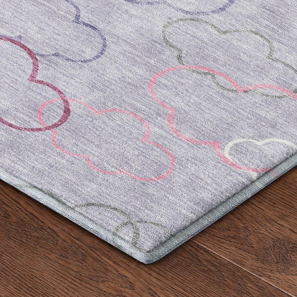 Mayfield Premium Machine Washable Abstract AMF2508 Lavender 3 ft. x 5 ft. Area Rug