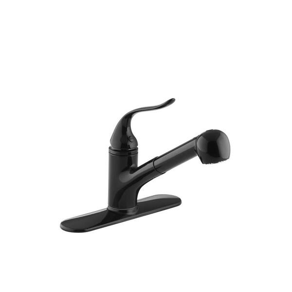 KOHLER Coralais Single-Handle Pull-Out Sprayer Kitchen Faucet With MasterClean Sprayface In Black