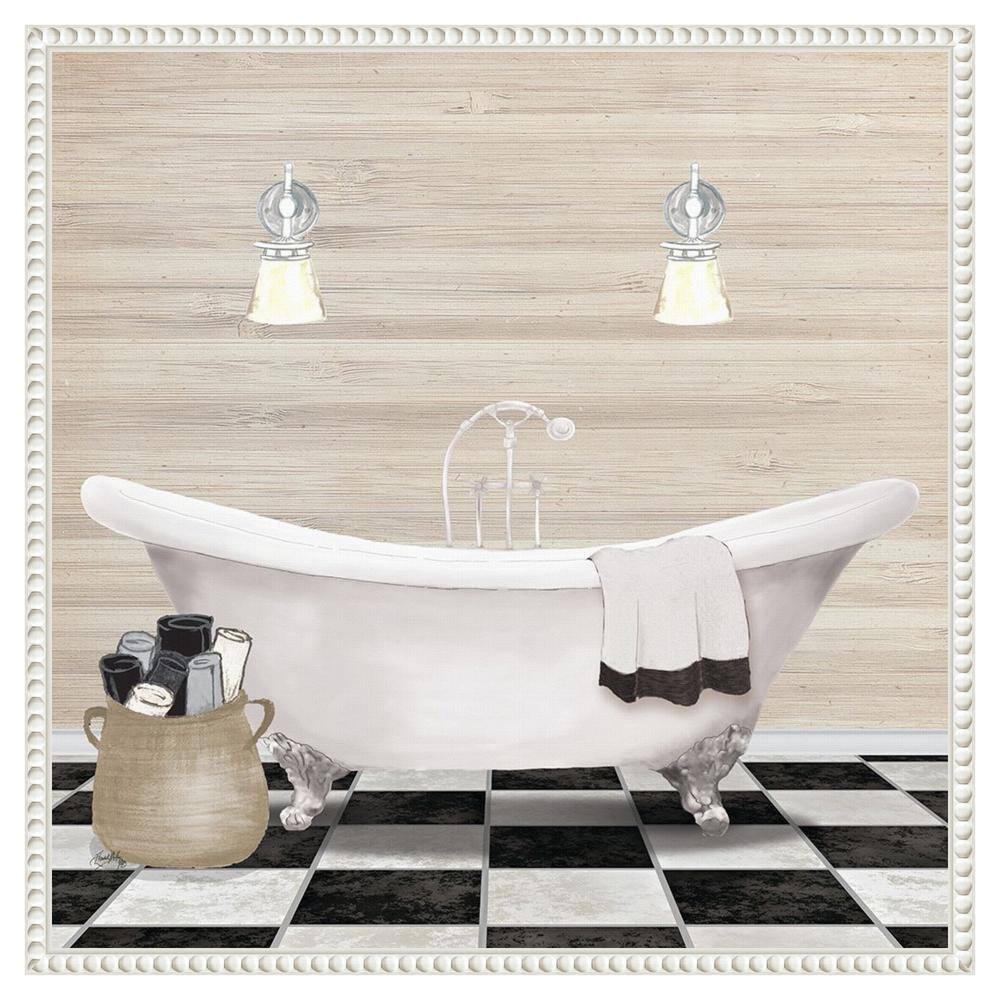 Elizabeth Medley Bathroom Scene White Canvas Wall Art with Floater Frame