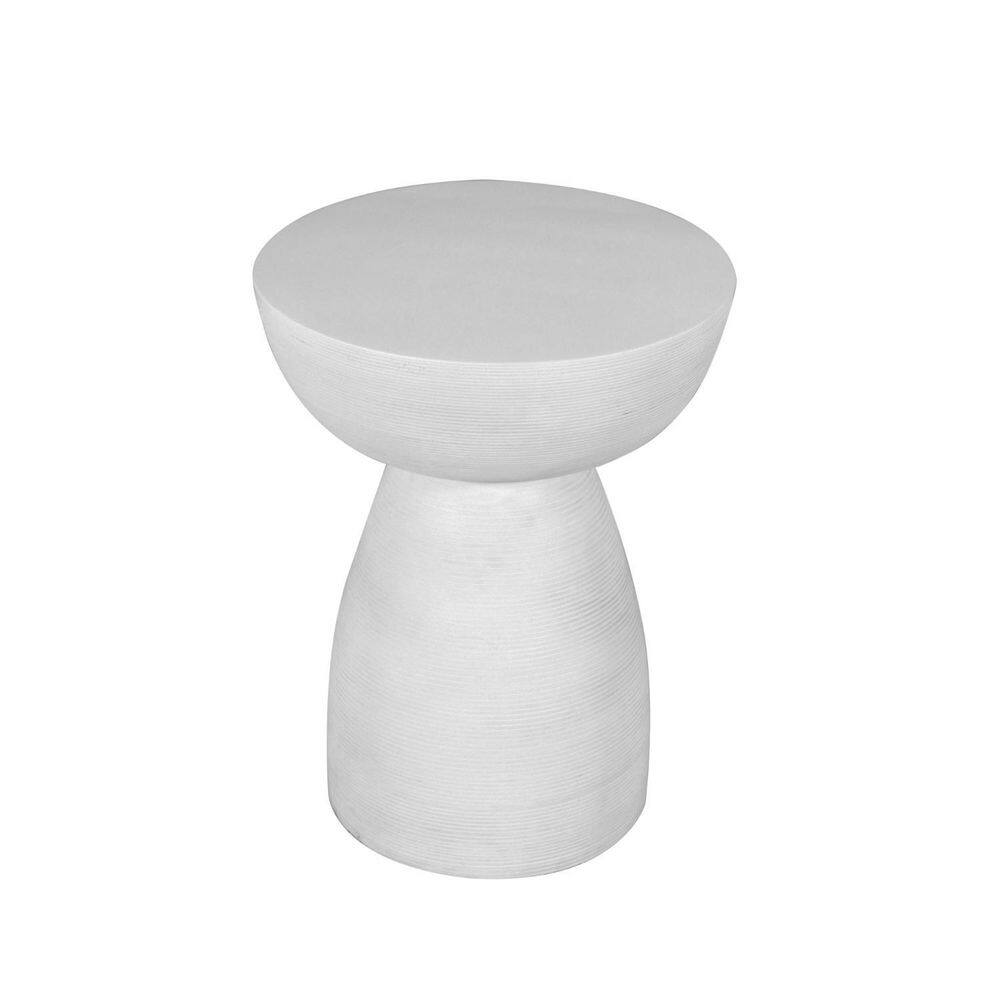 17 in. White Round Wood End Table