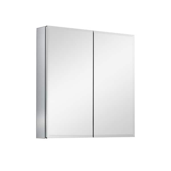 Avex Silver 30 in. W x 26 in. H Rectangular Aluminium Framed Medicine Cabinet with Mirror