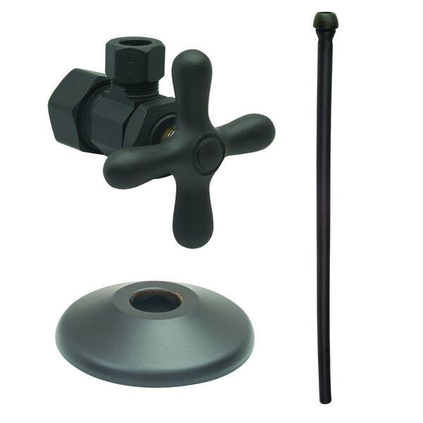BrassCraft Faucet Kit: 1/2 in. Nom Comp x 3/8 in. O.D. Comp Multi-Turn Angle Valve with 20 in. Riser, Flange in Oil Rubbed Bronze