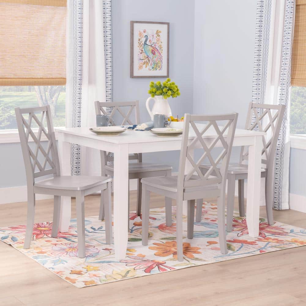 Linon Home Decor Mori 5-Piece Rectangle White and Light Gray Wood Top ...