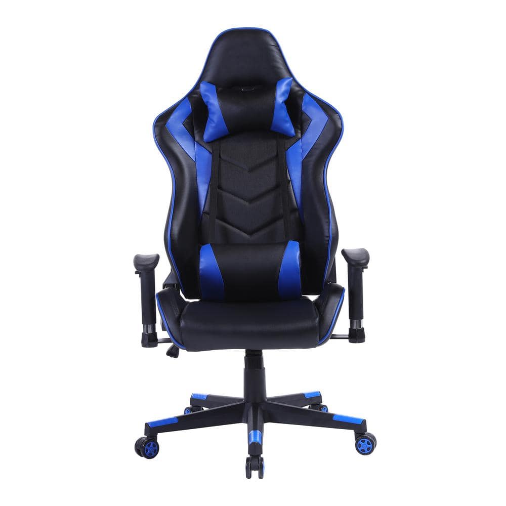 borracho astronomía Humo Clihome Adjustable Reclining Ergonomic Blue Faux Leather Swiveling Gaming  Chair with Bluetooth WF01-GC-V12-BL - The Home Depot