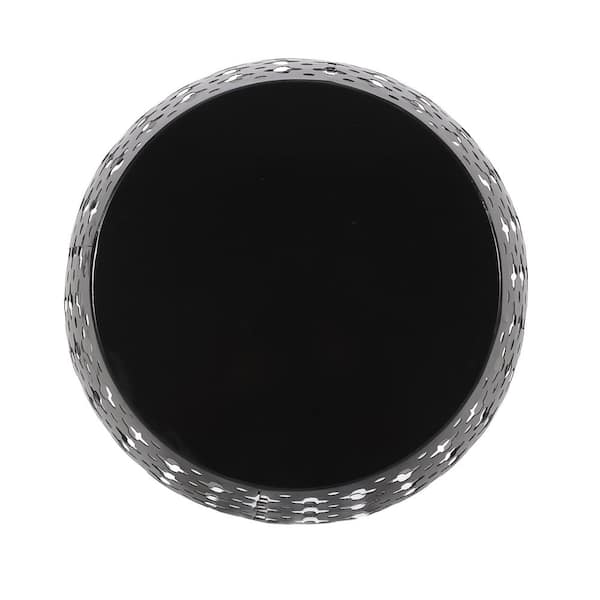 Noble House Lorent Black Barrel Metal Outdoor Patio Side Table 108936