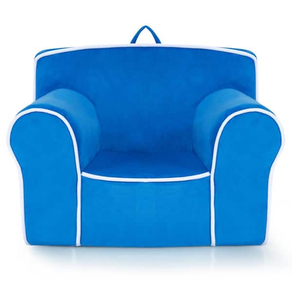 Blue Velvet Fabric Kids Sofa Toddler Foam Filled Armchair Baby Perfect Gift