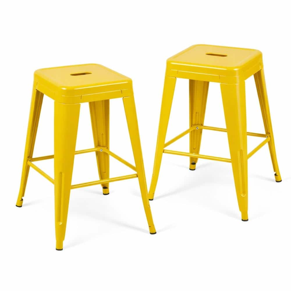 Yellow Metal Bar Stools