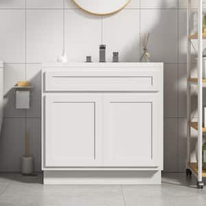 33 in. W x 21 in. D x 32.5 in. H 2-Doors Bath Vanity Cabinet Only in White