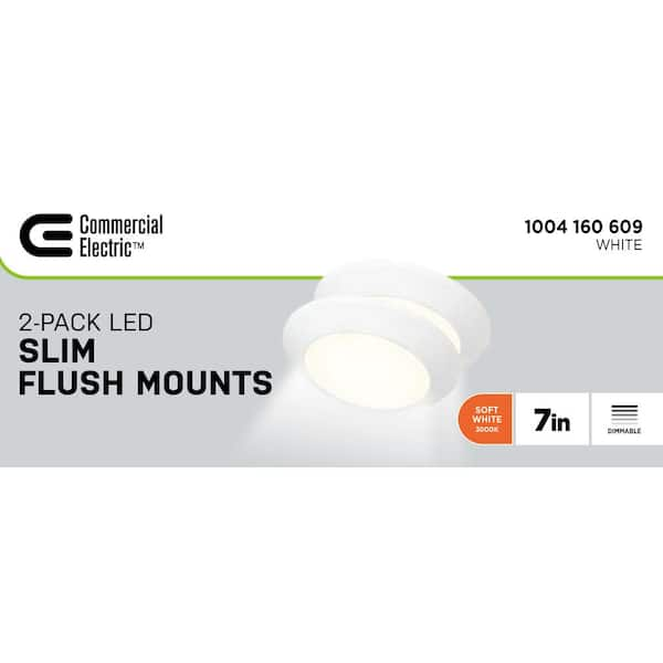 commercial electric white led flushmount