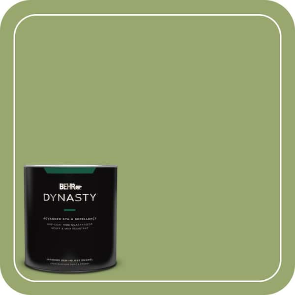 BEHR DYNASTY 1 qt. #MQ4-43 Green Plaza One-Coat Hide Semi-Gloss Enamel Interior Stain-Blocking Paint and Primer