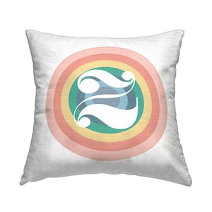 Rainbow Circle Letter Z Square Outdoor Throw Pillow