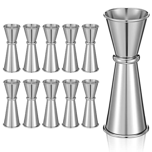 Double Jigger Cocktail Measuring Cup Set of 10 304 Stainless Steel 1 oz. and 2 oz. Bartender Bar Supplies