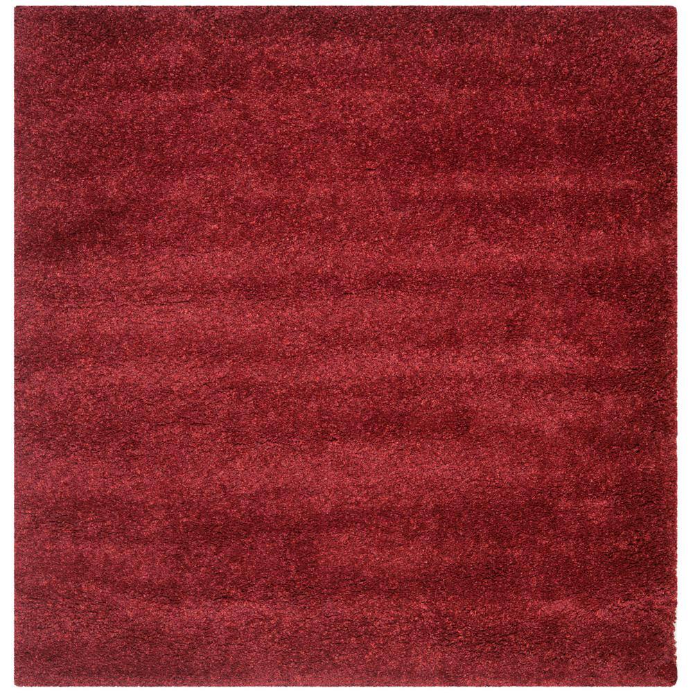 SAFAVIEH California Shag Maroon 7 ft. x 7 ft. Square Solid Area Rug ...