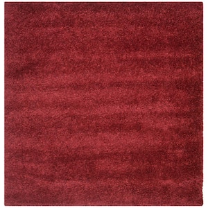California Shag Maroon 7 ft. x 7 ft. Square Solid Area Rug