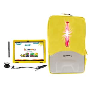 10.1 in. 1280x800 IPS 32GB Android 12 Tablet Bundle with Yellow Kids Defender Case and LED Back Pack