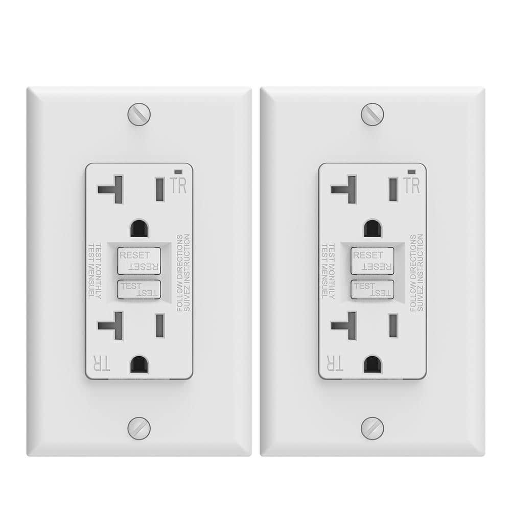 White 20 Amp Tamper Resistant GFCI Duplex Outlet with Wall Plate