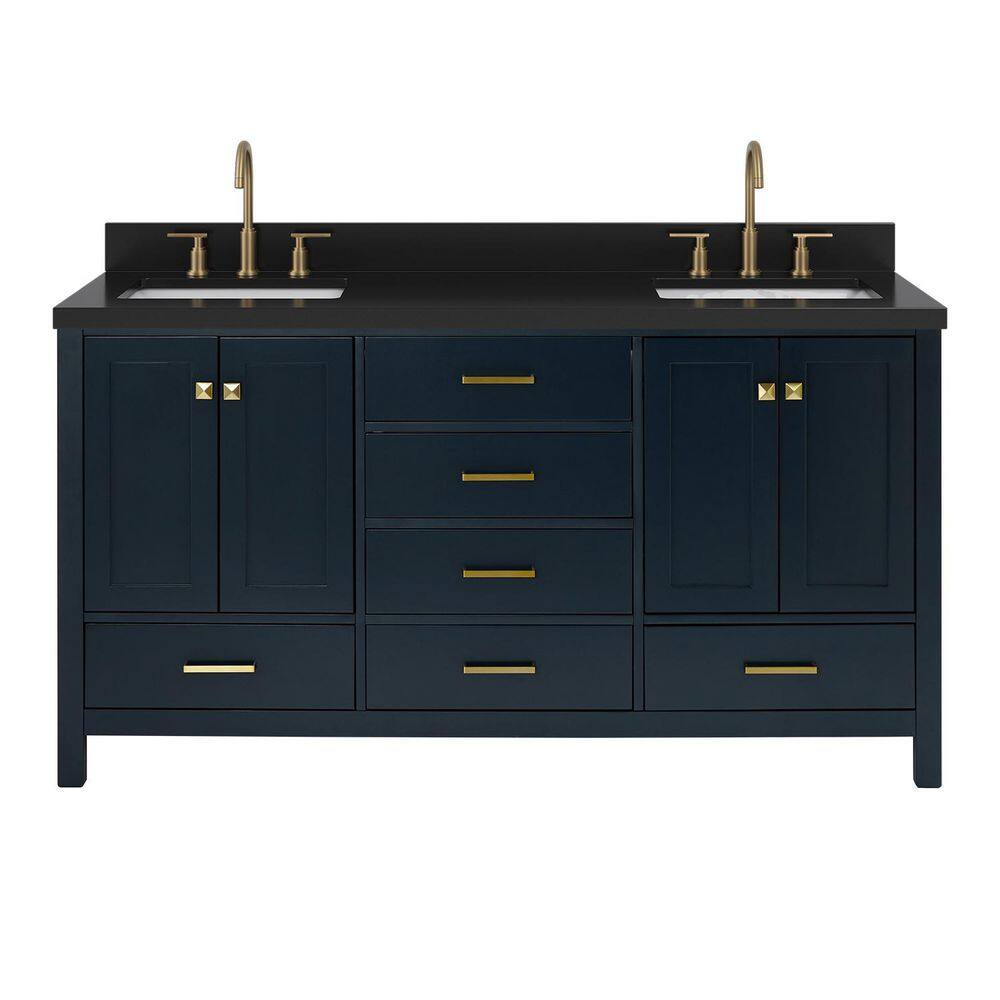 Cambridge 66 in. Double Sink Freestanding Bathroom Vanity in Midnight Blue with Carbon Black Quartz Top price history on PriceWatchPro