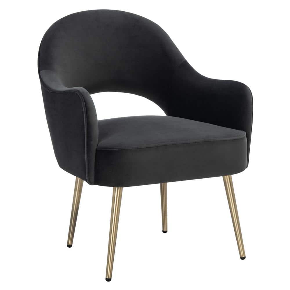 Dublyn Black Velvet Accent Chair with Gold Legs