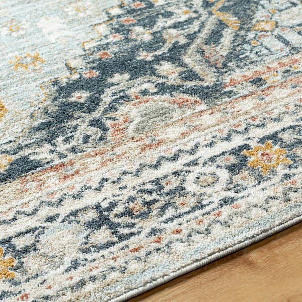 Beckham Ice Blue/Charcoal 7 ft. x 10 ft. Traditional Indoor Area Rug