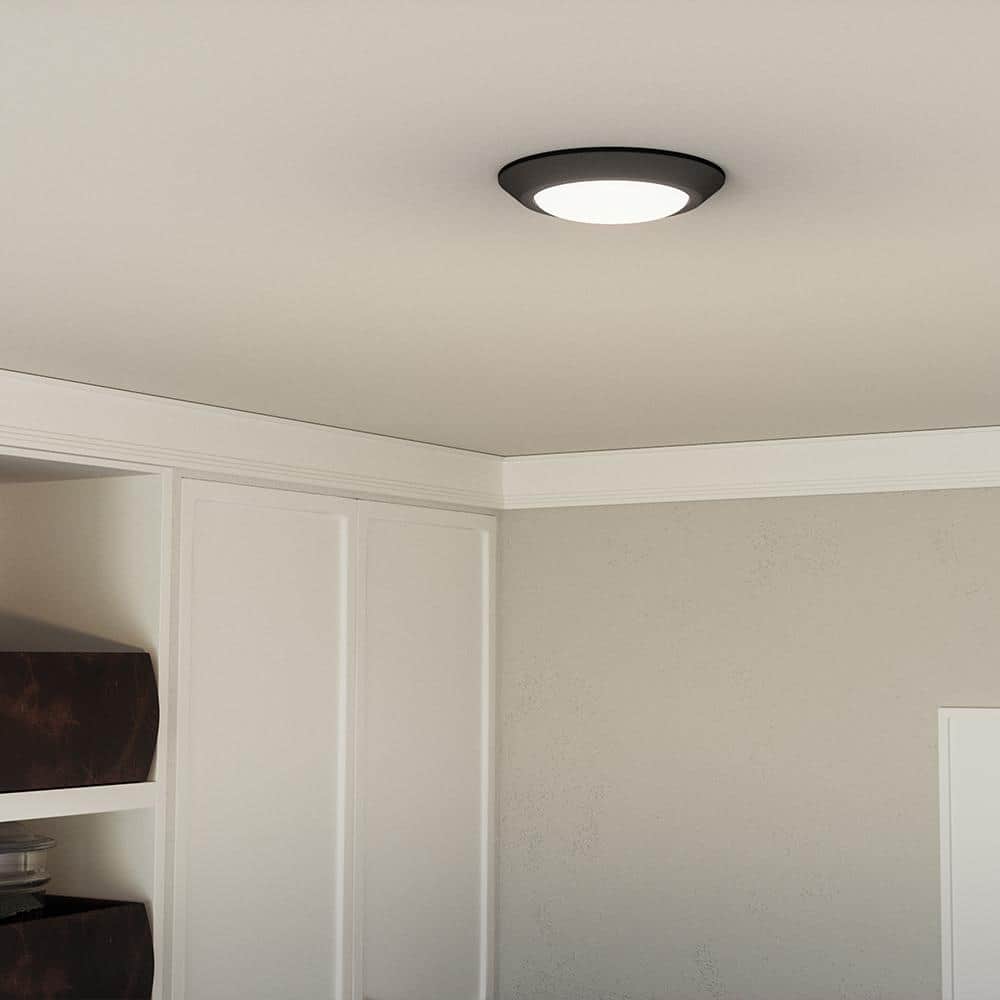 Earth Black LED Flush Mount Light with White Acrylic Shade