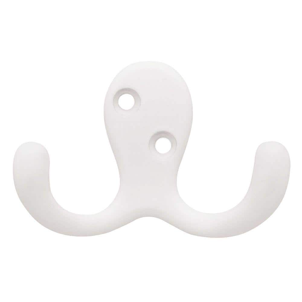 Liberty 1-13/16 in. White Double Wall Hook B46114Q-W-C5 - The Home Depot